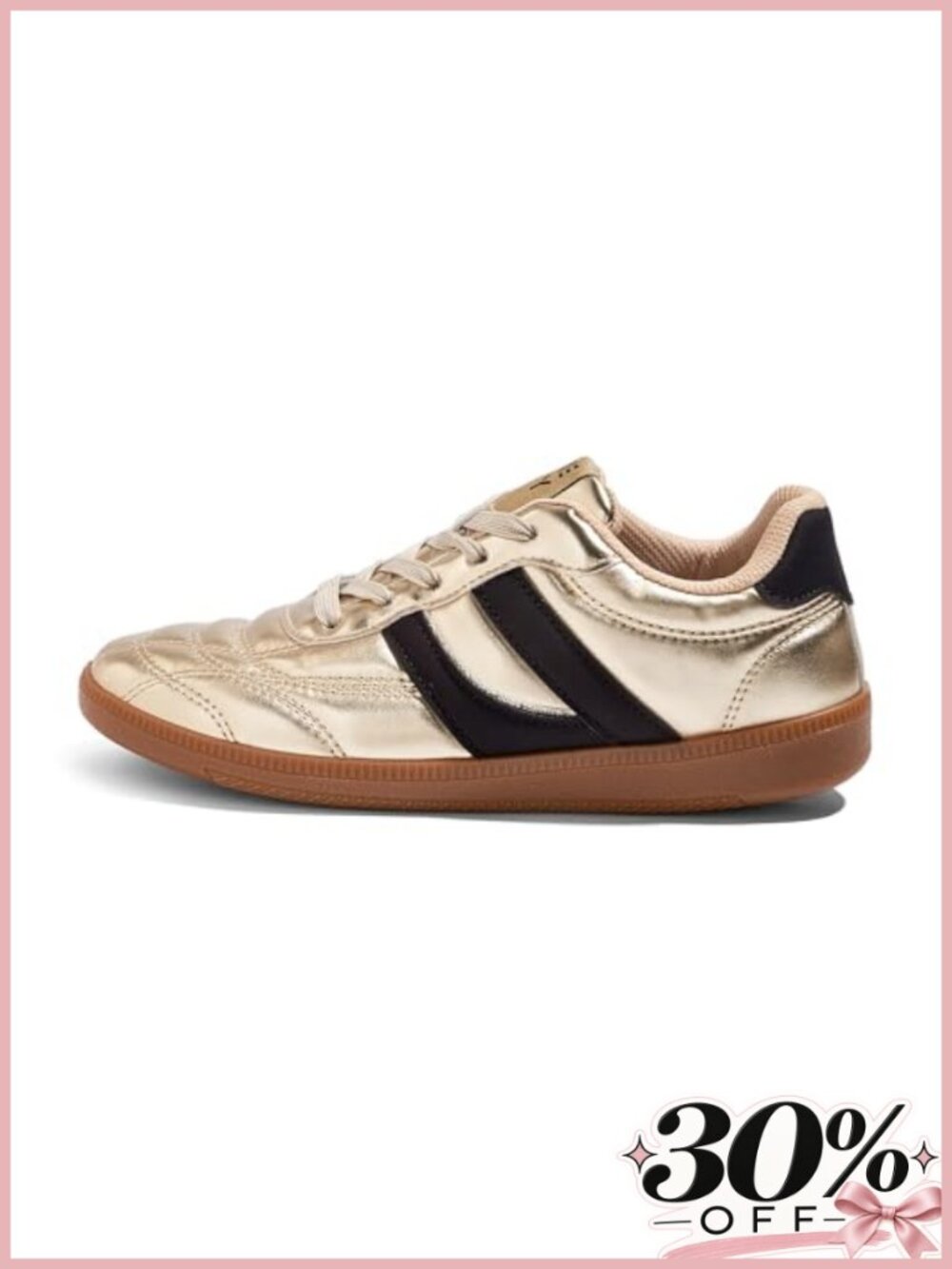 Retro Sneakers Vintage Faux Leather Gum Sole Women's Fashion